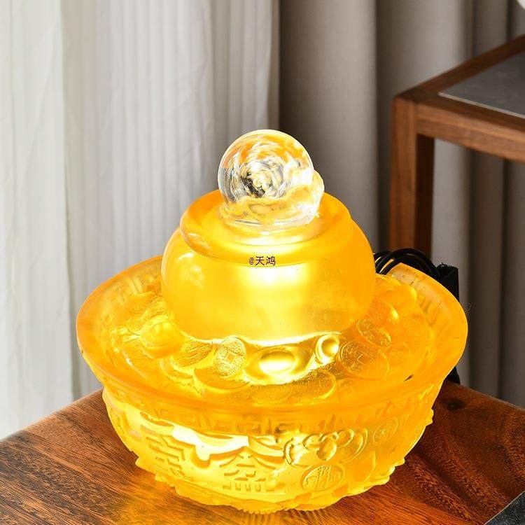 桌面现DLI代居轻循环流水财奢风水轮家摆件生迷你水晶球,淘宝优惠券,粉丝福利购,淘宝优惠卷