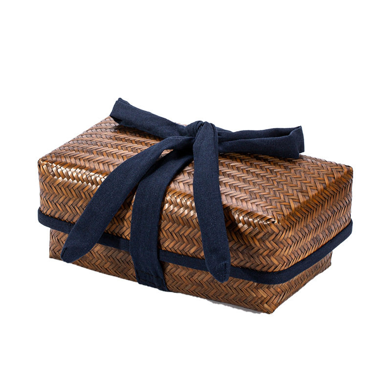 Bamboo dustproof portable Japanese tea set storage box