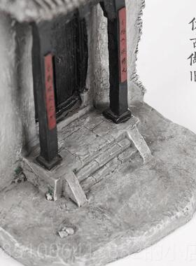 高档创意山西色门楼建模型中式古典摆桌面筑装饰品件特微观造景报