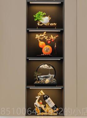 高档玄关饰桌面造景迎客松公山水流沙画办室装摆搬件客厅酒柜新家