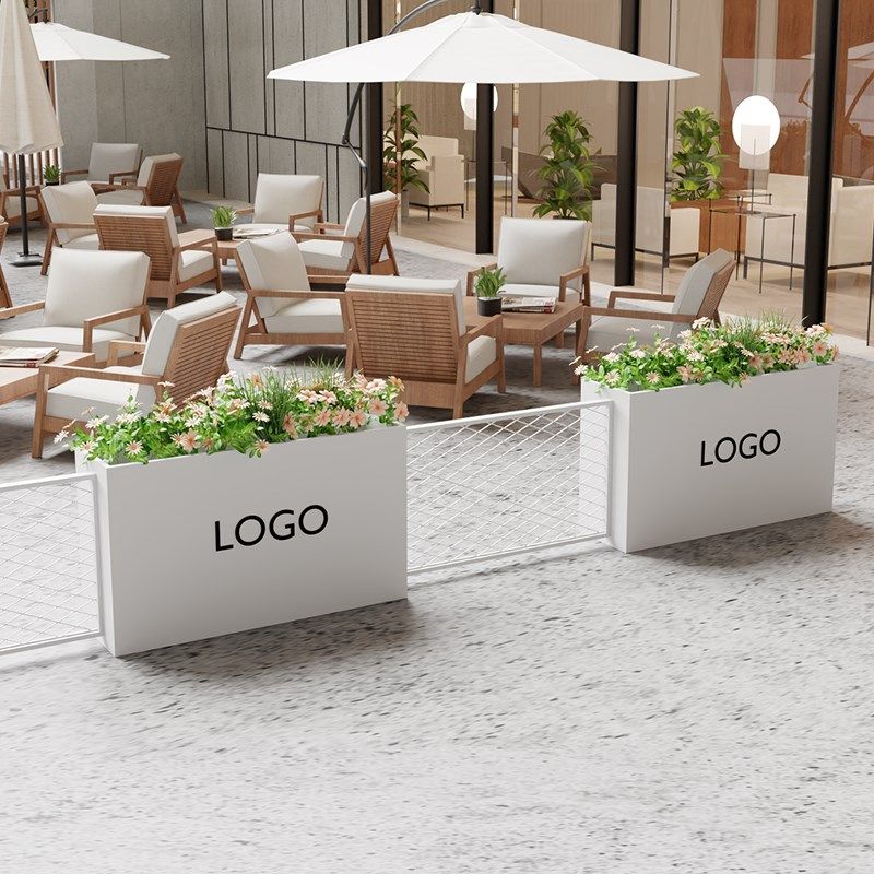 户外白色花箱围栏隔断镀锌板商业街咖啡店奶茶店铁艺庭院户外栅栏,淘宝优惠券,粉丝福利购,淘宝优惠卷