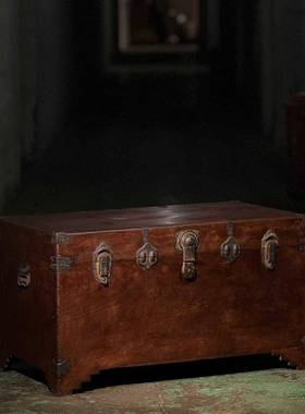 六tj#j#lzn块独板老樟木箱1950年右个老物一旧件箱子怀旧左复古