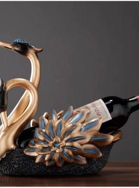 红桌酒架件天鹅家居客厅餐酒托美式轻奢高餐982009档酒柜装摆饰品