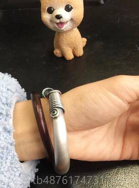 正品定心制银匠手工纯民族风覆古足银999纯银手镯圆丝肚光银圈实