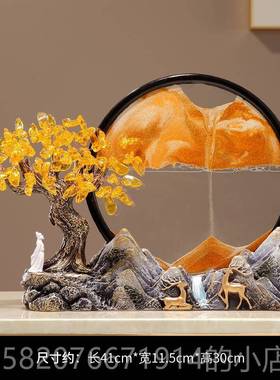 正品中新式发树假山创意流沙画摆公件客厅书财房办室装饰品开业礼