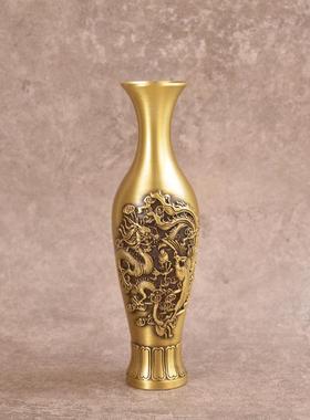 宏达 黄铜创意铜花瓶 松鹤延年家居仙鹤花瓶铜器摆件