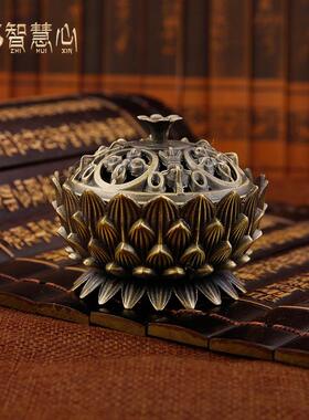 小号金刚杵盖莲花香炉仿古香熏香炉火供熏香炉盘香炉八宝家居摆件