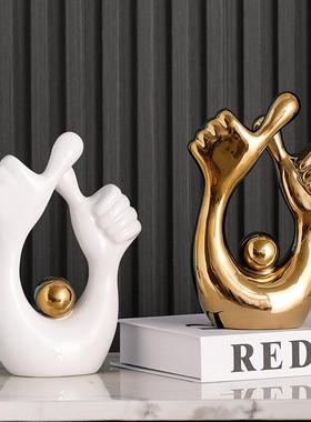 创意点赞成功摆居件家玄关陶酒柜电视柜书房办公桌室面瓷装1148饰