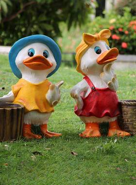 卡通CVB园大嘴鸭花盆花庭院布子置装饰璃钢假鸭幼儿园草坪玻室外