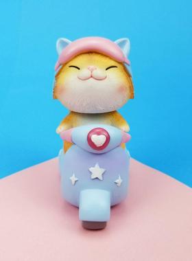 卡通摇头萌宠小摩托闲暇时光办公桌面摆件装饰创意礼品