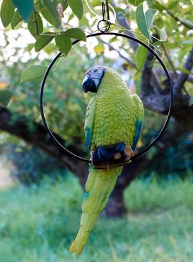 仿真吊环鹦鹉树脂动物摆件树上挂件庭院田园小区售楼处鸟类装饰品