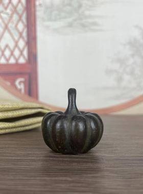 铜合金可爱小南瓜镇纸镇尺金属铜复古压纸古董摆件学生文创摆件品