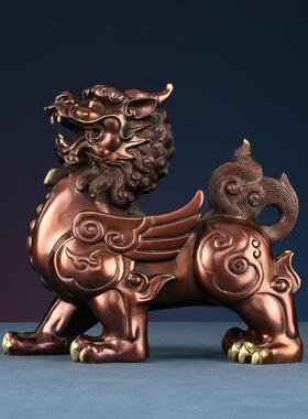 铜麒麟摆件家居办公室装饰品客厅工艺品麒麟摆设开业礼品