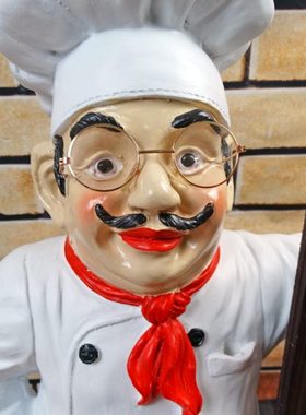 酒店餐饮门口树脂人物厨师公仔摆件中西自助餐摆件饭店开业送礼