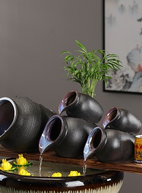 生态缸古法养鱼循环流水陶罐庭院鱼缸造景摆件增氧过滤器DIY配件