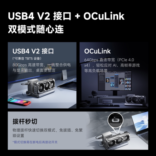 铭凡MINISFORUMDEG2显卡扩展坞USB4 V2接口oculink外置独显扩展坞 - 图1