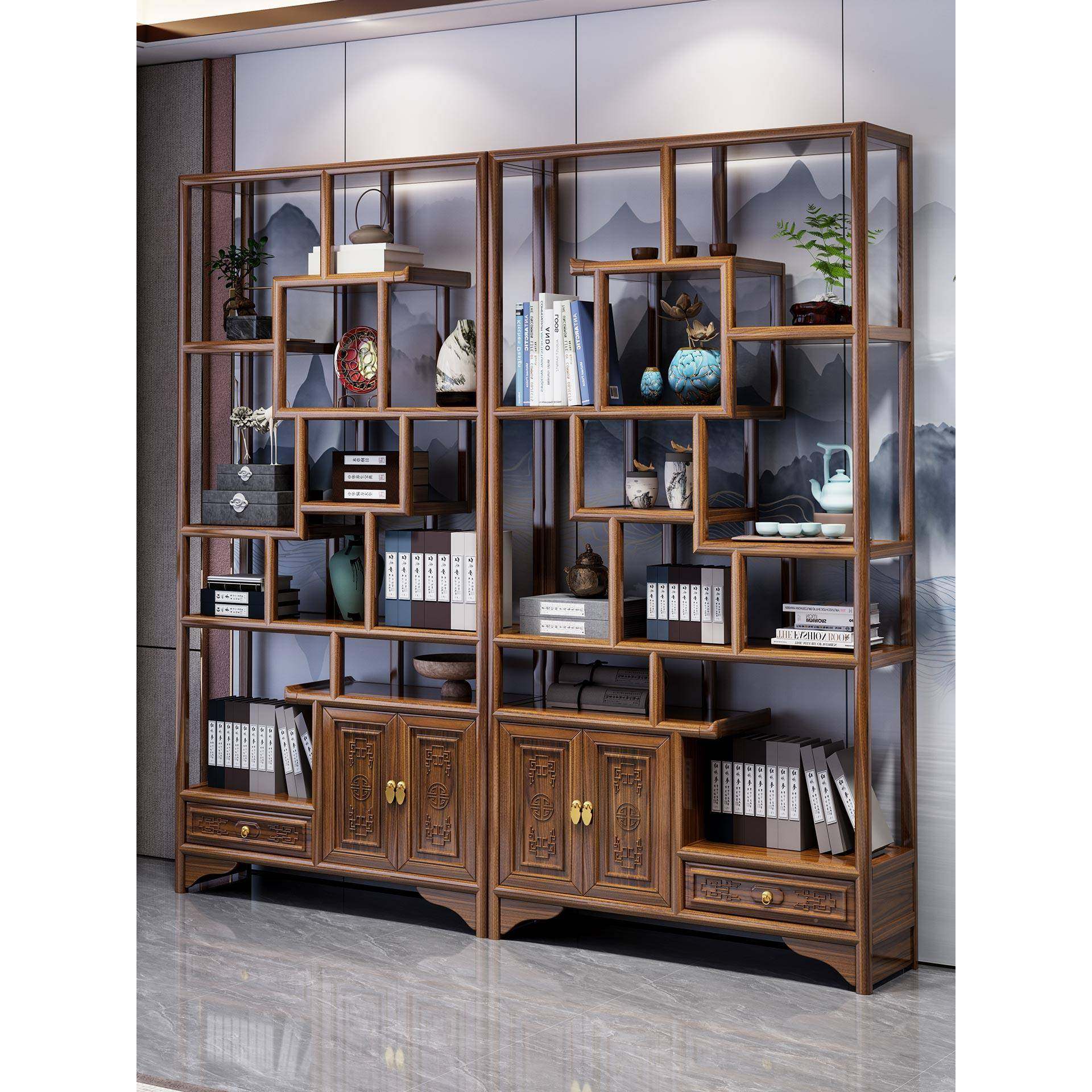 木新实中式博古架宝阁置物架办公茶展示柜古室董隔断多陈列HMD书,淘宝优惠券,粉丝福利购,淘宝优惠卷