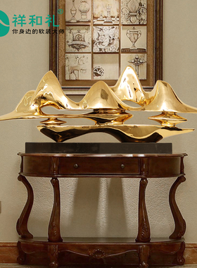 客厅玄关摆设样板房配饰假山工艺品雕塑酒店艺术品水招财软装摆件