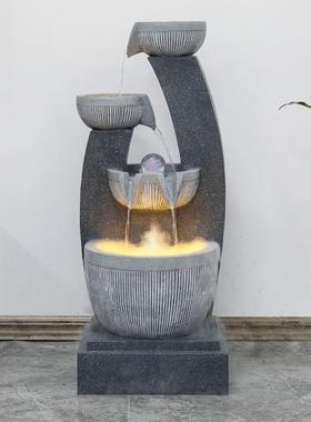 流水摆件循轮环水厅落地室内创加意楼TB677157客梯下景观湿器风水