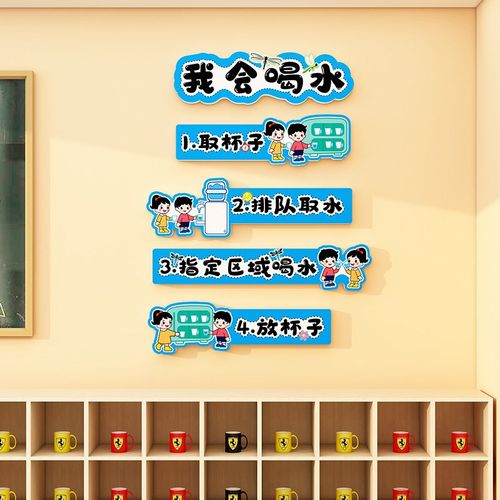 班级图书角布置装饰文化墙贴幼儿园植物角布置材料喝水区标识牌3d - 图2