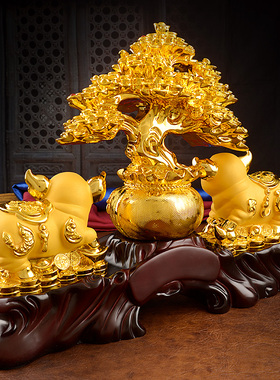 财源广进金猪摆件生肖猪 招财发财树店铺开业送礼收银台前台摆设