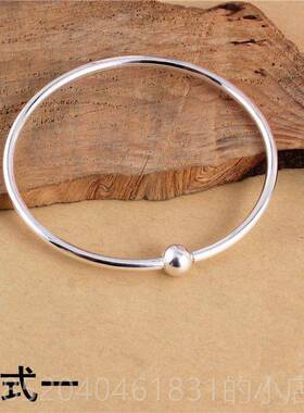 高档足银999纯银镯女闭口可穿东西以简时尚空心手环小众手设计约