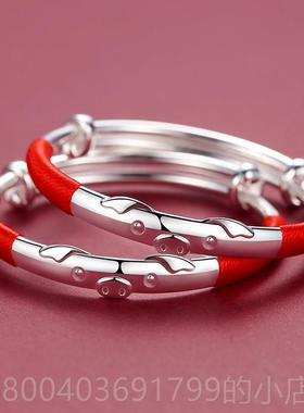 高档猪品宝宝足银999纯银儿手镯子婴童男女满小孩月礼银饰周岁生