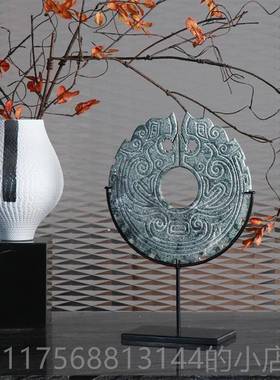 正品中式手工雕刻浅绿龙玉璧品家居酒样店板饰房书房博古架艺术装