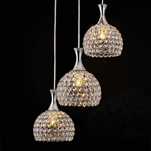 现代简约餐厅吊灯led餐吊灯三头四头吊灯大气水晶吧台灯饰 - 图2