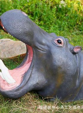 仿真动物河马摆件公园景区庭院绿地装饰品大型园林景观工艺品