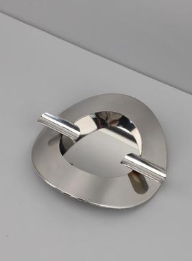 现代简约圆形不锈钢金属烟灰缸装饰摆件客厅卧室酒店软装家居饰品