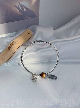 正品十一七手作 原虎创5设计 招财千万两 黄眼石92银弹力绳手镯手