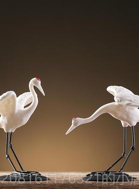 正品彷鹤真仙摆件丹顶陶瓷动物创意客厅流水假水池鹤山景观造景装