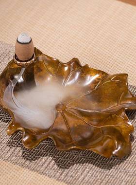 新款朱炳仁铜 荷倒流香 生香薰摆件办公室书雅器房美香炉套装日礼