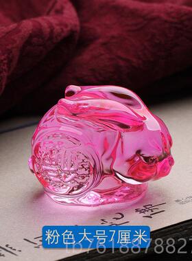 新款玉兔工琉璃水晶摆件肖兔子艺品生创意家居饰品客小厅车载生日