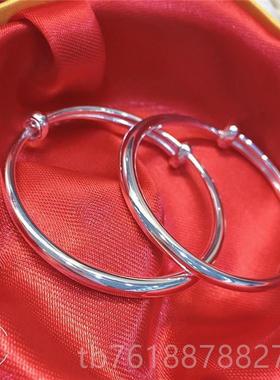 正品99足银推拉款宝宝镯品手镯9 生子送礼银饰宝宝孩满月银镯子