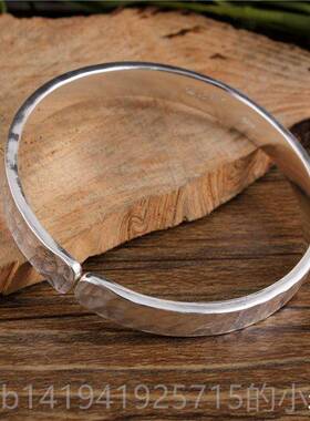 正品足银锤纹纯手工敲打精定制致锤子999银男女侣款情银纯手镯磨