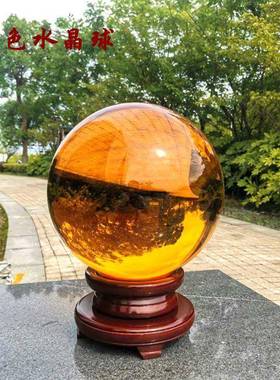 明白球摆件大号黄紫黑蓝圆透水球人造水晶LUG玻璃办公桌晶家居装