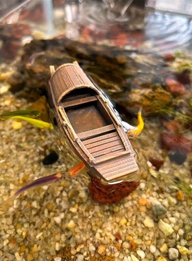 小船摆件 可浮水古法鱼缸玻璃缸水族流水中国风古风禅意装饰彩绘
