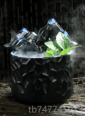 新款家庭礼客厅水化加湿雾器办公室桌面装饰品陶瓷喷泉创意乔迁流