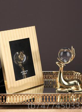 新款代美式欧式古轻奢北典镜面收纳化妆品现欧首饰托盘客厅摆件水