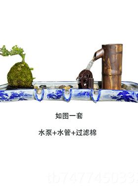 新款陶瓷流水器大型鱼池鱼缸假山环水景盆装景流水摆循件过滤饰造