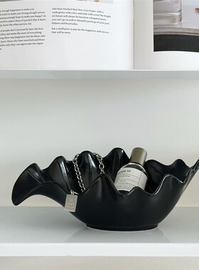 设计师叶子陶瓷果盘水果盘客厅首饰收纳盘零食点心盘精致装饰摆件