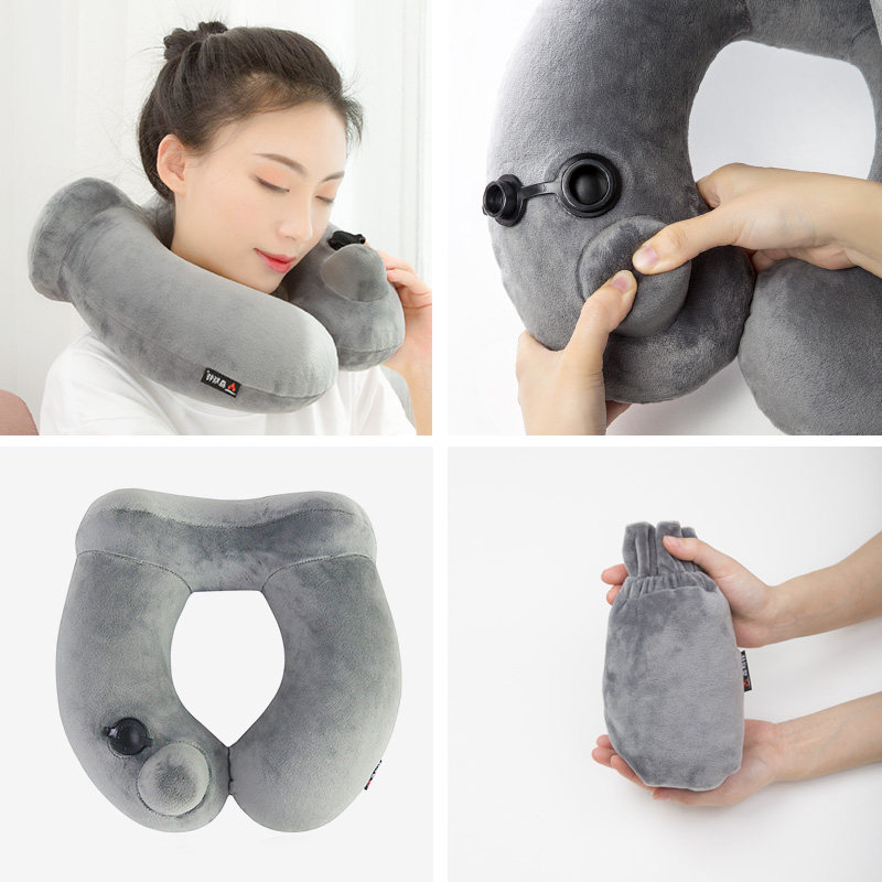 充气u型枕u形便携靠枕脖子按压式旅行护颈坐飞机火车硬座睡觉神器,淘宝优惠券,粉丝福利购,淘宝优惠卷
