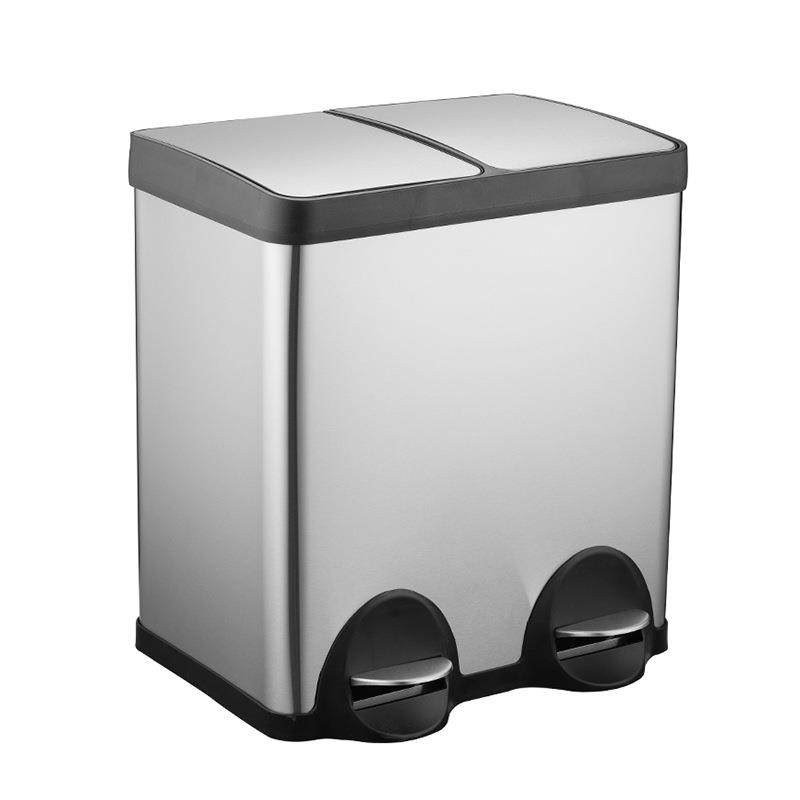 室内不锈钢脚踏分类垃圾桶 40升大号干湿垃圾分类垃圾桶,淘宝优惠券,粉丝福利购,淘宝优惠卷