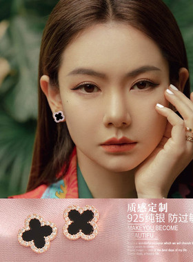 不过敏耳钉纯银耳针气质女