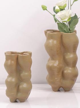 隐风复古艺术豆鼓包CNS花器花豆瓶家用创意奢装饰品客餐厅茶几摆