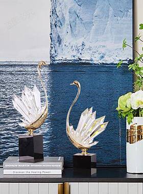 欢喜现档代高PLG透装明紫色水晶天鹅财饰电视柜玄关样板房轻招奢