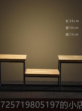 高档木小号博古架子迷你桌面置物茶几摆件实底座架铁艺工艺品摆饰