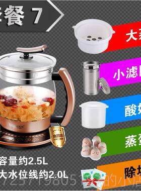 高档和庭养生壶全自动厚玻璃2-加2.5L大容电量煮烧茶壶中药壶煎药